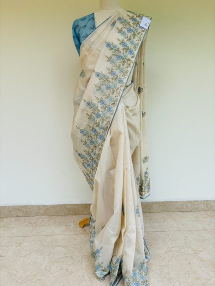 Kota silk with floral embroidery