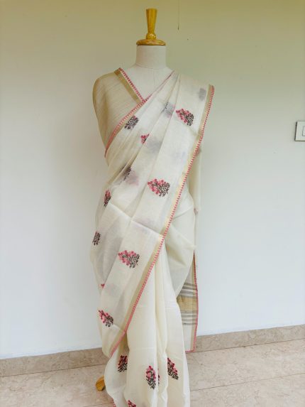Tissue silk saree with small tree Embroidery
